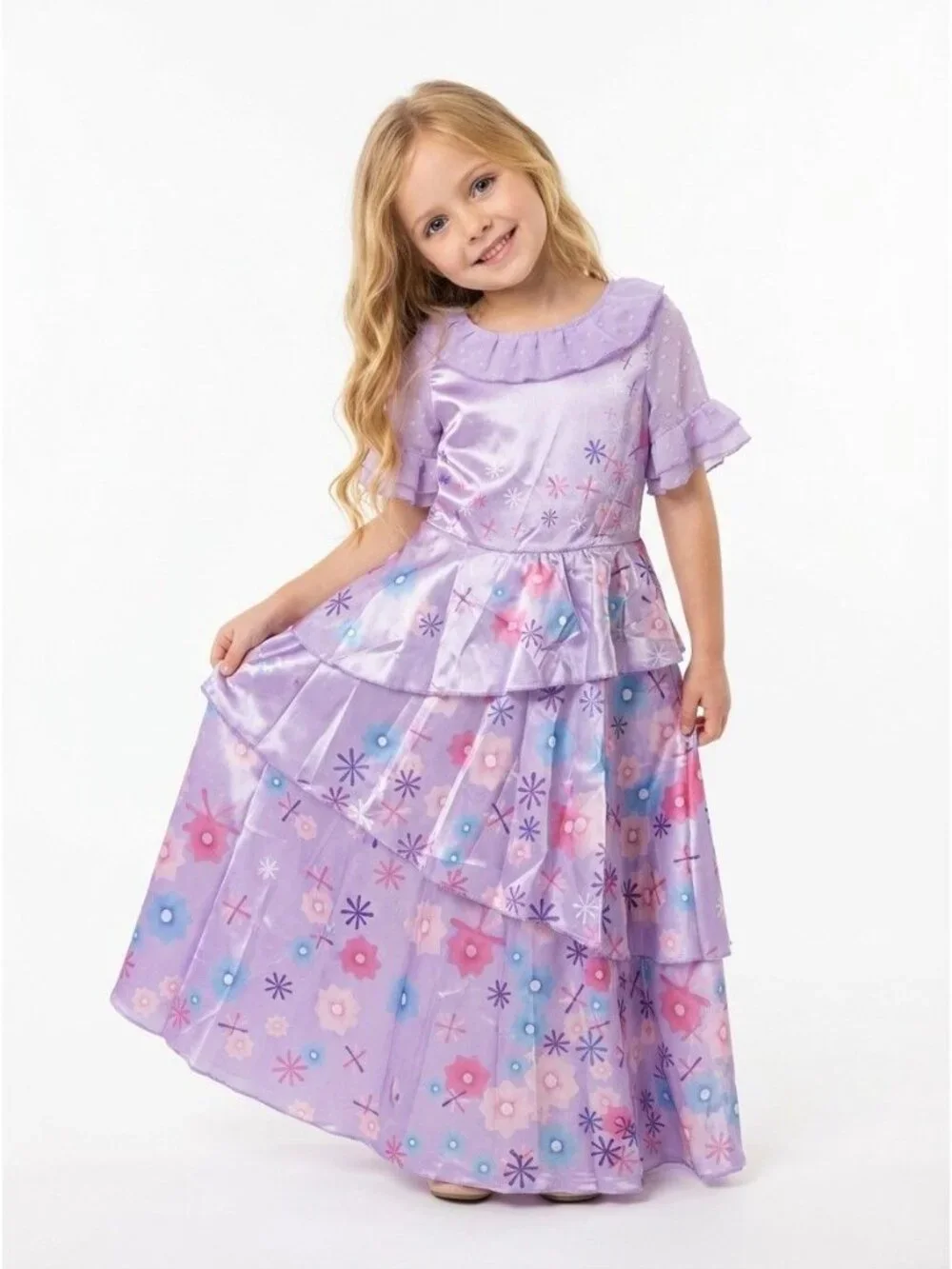 Girls Lavender Floral Princess Dress